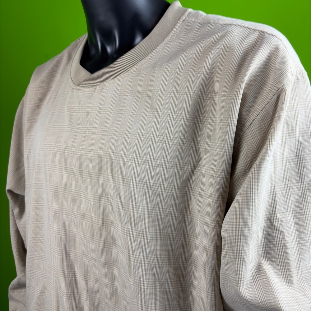 DOCKERS GOLF Performance Pullover Mens XL Tan Micro Check Windshirt 68201-2649